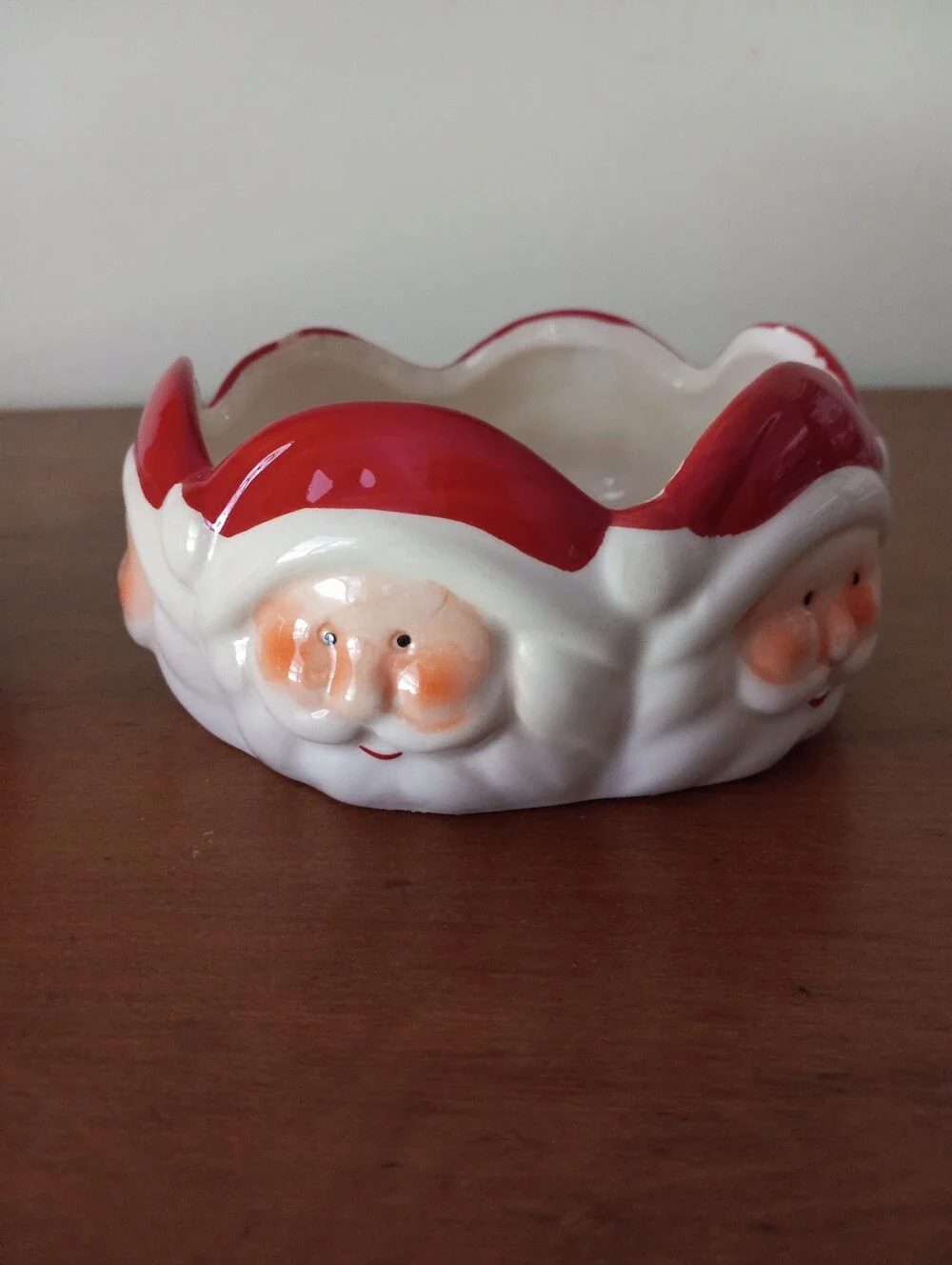 Royal Norfolk Santa Face Ceramic Candy Dishes - Pair in White & Red